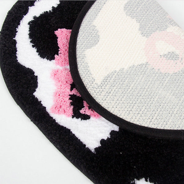 heart shaped cow print hello hello area rug bath mat bathroom rug home decor homewares tufted soft rugs