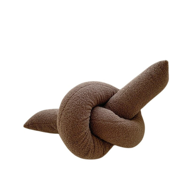 knot twist chain squiggle worm plush throw pillows decorative cushions neutral tones fun shaped earthy minimal nordic home decor living room sofa styling