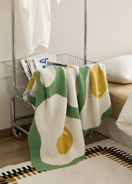 egg sunny side up print throw blanket sofa topping bed cover home decor homewares plush cotton