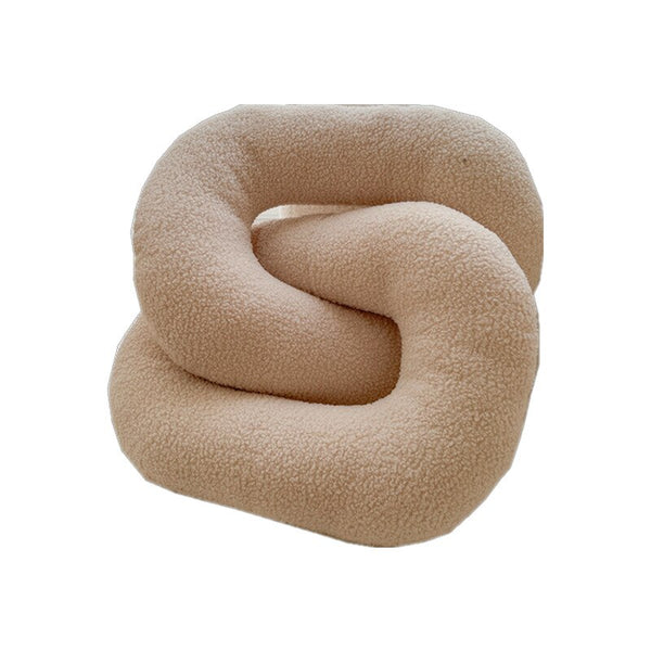 knot twist chain squiggle worm plush throw pillows decorative cushions neutral tones fun shaped earthy minimal nordic home decor living room sofa styling