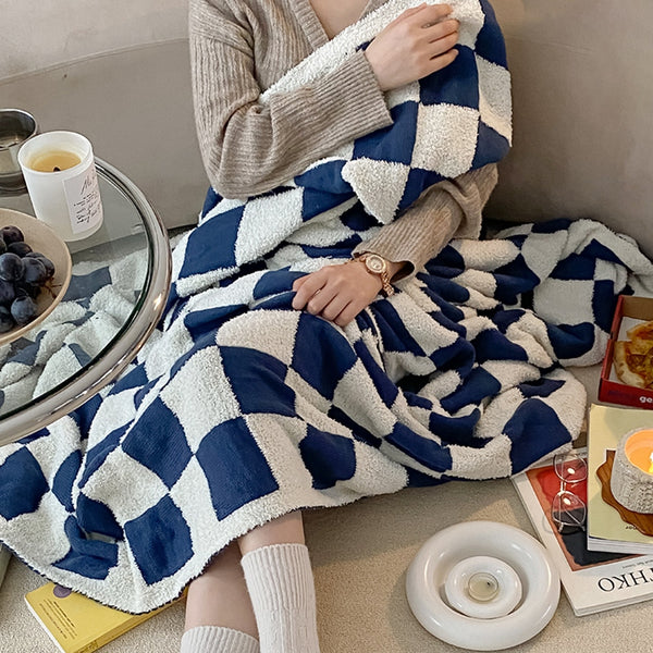 checkerboard print pattern throw plush blanket sofa throw colorful colourful punk