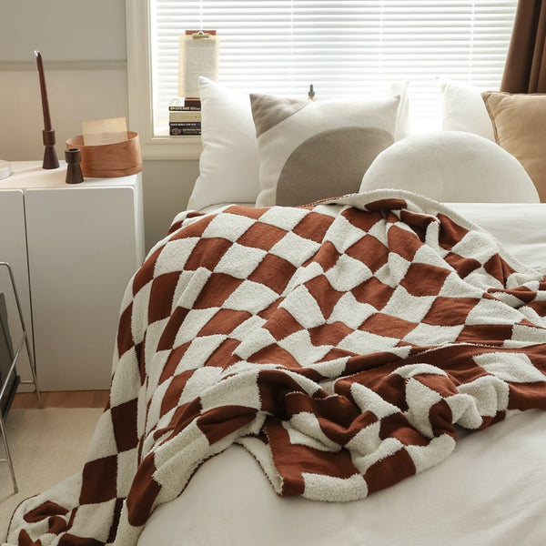 checkerboard print pattern throw plush blanket sofa throw colorful colourful punk