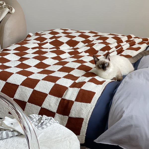 checkerboard print pattern throw plush blanket sofa throw colorful colourful punk