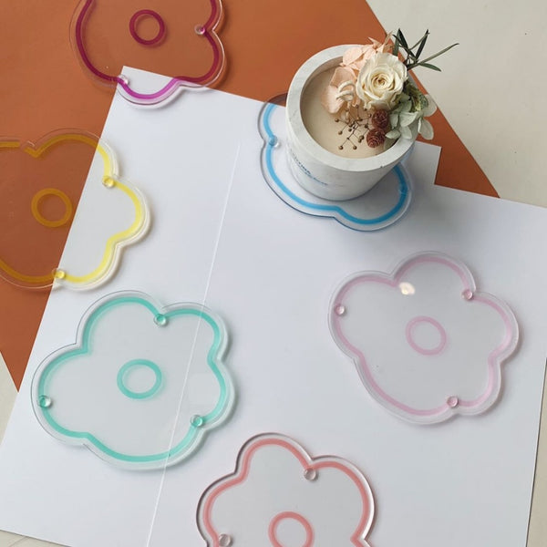 acrylic flower coaster set