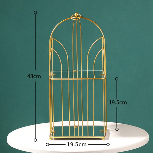 iron gold make up organizer tray bathroom shelf