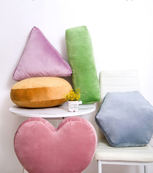 geometric plush cushions