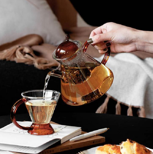 glass teapot and cup set