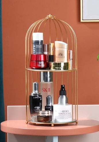 iron gold make up organizer tray bathroom shelf