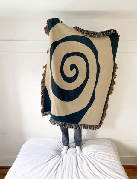Blue Twirl Throw / Woven Blanket