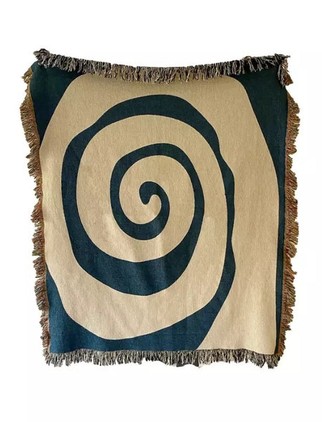 Blue Twirl Throw / Woven Blanket
