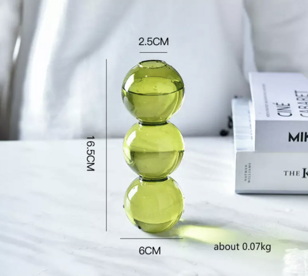 Glass Bubble Vase and Candle Holders