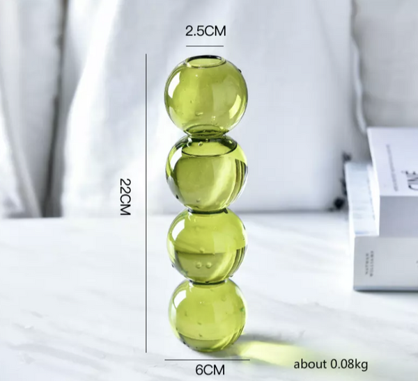 Glass Bubble Vase and Candle Holders