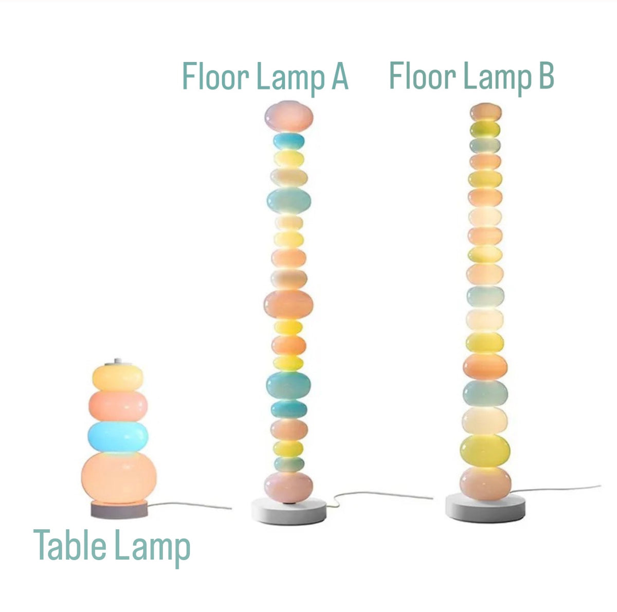 Candy Bubble Table & Floor Lamp / Pastel Bead Glass Lighting – Peppery Home