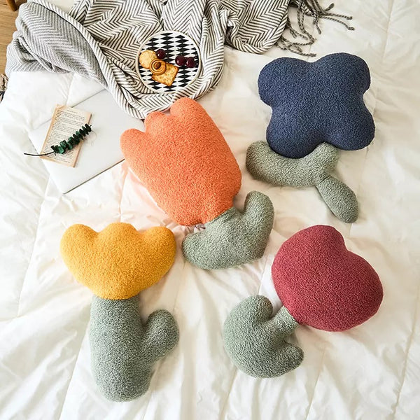 tulip flower decorative plush fluffly cushion throw pillow