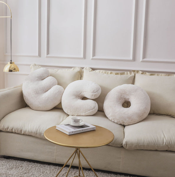 donut letter nordic plush cushion throw pillow