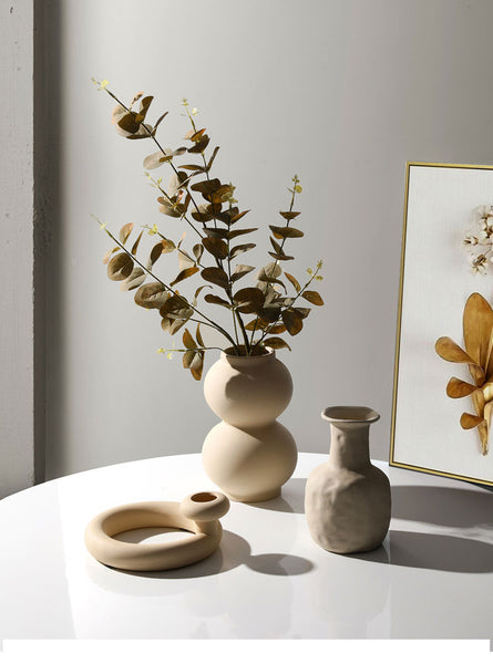 ceramic donut minimal vases and candle holders bubble white