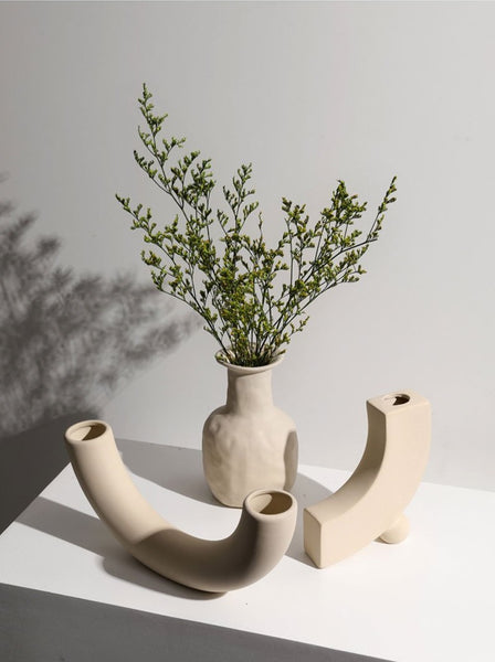 ceramic donut minimal vases and candle holders bubble white