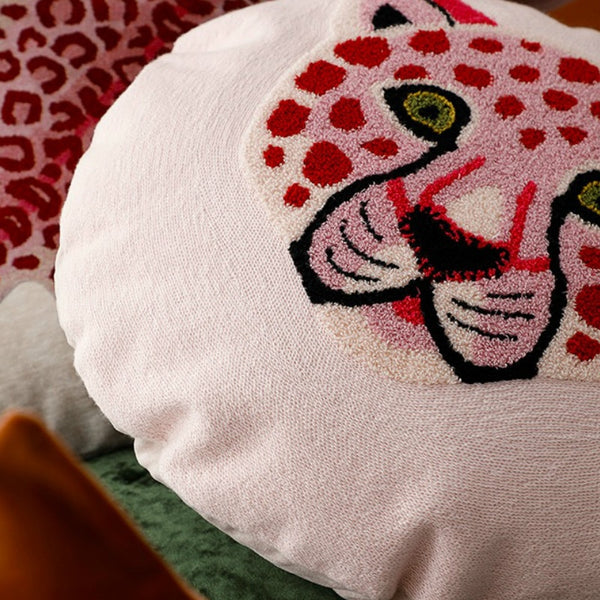 tiger cheetah print round cushion cover pillow case decorative