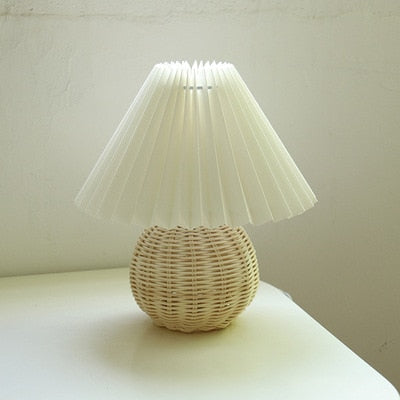 ceramic romantic nordic pleated hat lamp shade bed side table lamp
