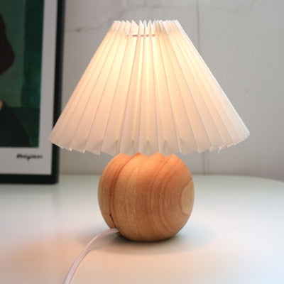 ceramic romantic nordic pleated hat lamp shade bed side table lamp