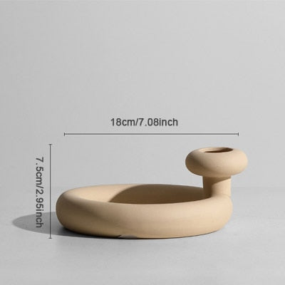 ceramic donut minimal vases and candle holders bubble white