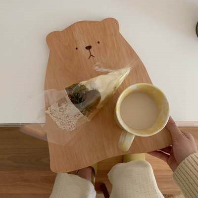 cute bear shaped cutting chopping board cheese plate serving tray natural wood