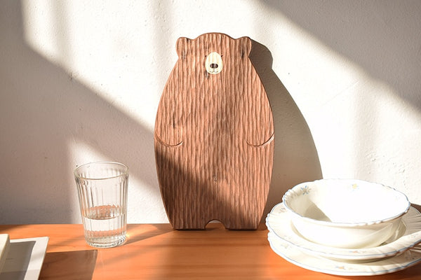 cute bear shaped cutting chopping board cheese plate serving tray natural wood