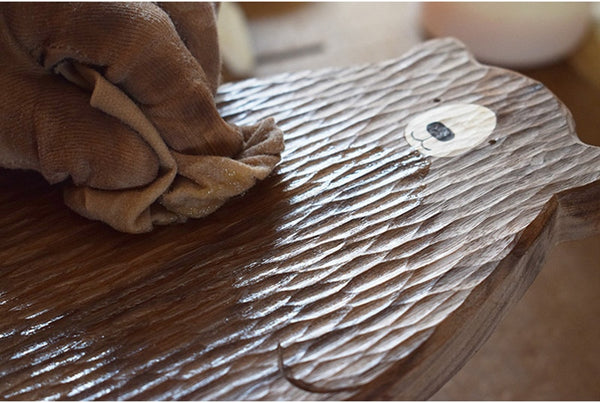 cute bear shaped cutting chopping board cheese plate serving tray natural wood