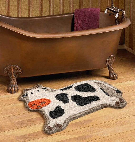 cow animal shaped fun bath mat bathroom rug