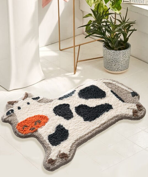 cow animal shaped fun bath mat bathroom rug