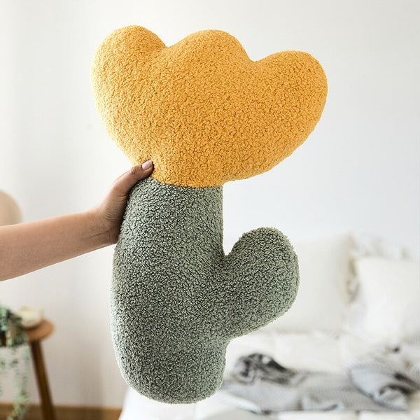 tulip flower decorative plush fluffly cushion throw pillow