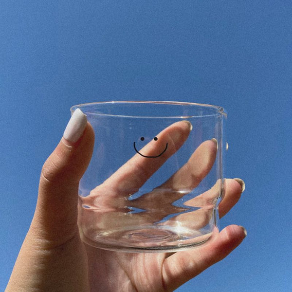 smiley heart glass tumbler glass mug cup coffee milk tea cute