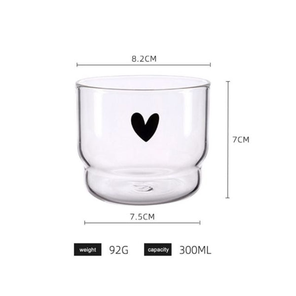 smiley heart glass tumbler glass mug cup coffee milk tea cute