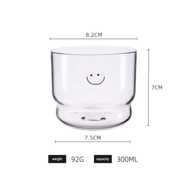 smiley heart glass tumbler glass mug cup coffee milk tea cute