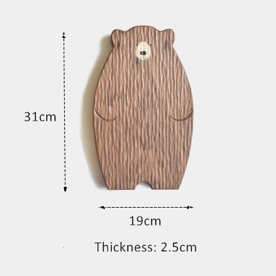 cute bear shaped cutting chopping board cheese plate serving tray natural wood