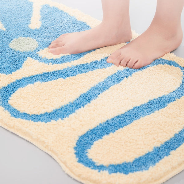 groovy fun flower floral bathroom rug bath mat area rug orange blue purple cotton bathroom decor fun