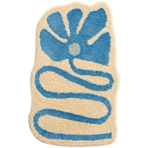 groovy fun flower floral bathroom rug bath mat area rug orange blue purple cotton bathroom decor fun