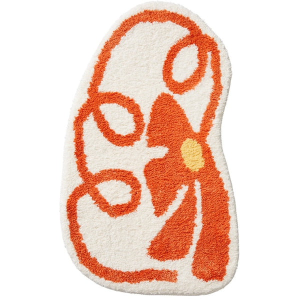 groovy fun flower floral bathroom rug bath mat area rug orange blue purple cotton bathroom decor fun