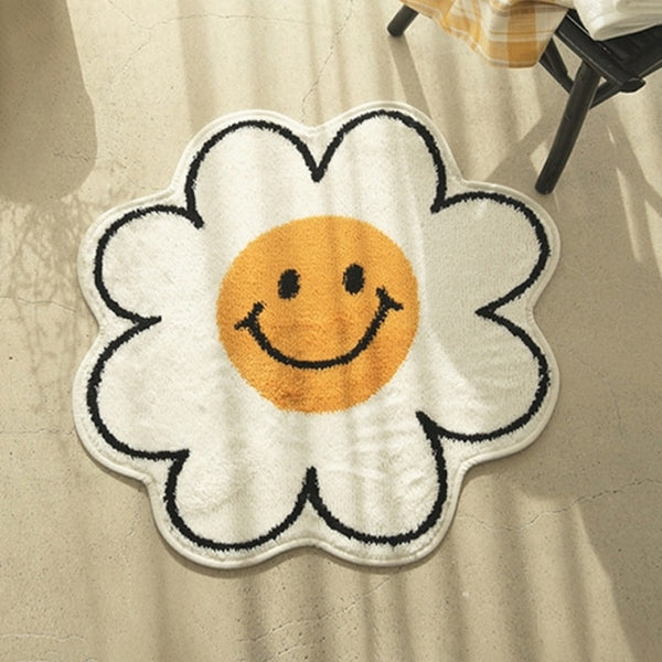 emoji smiling daisy bathroom rug bathmat bath mat