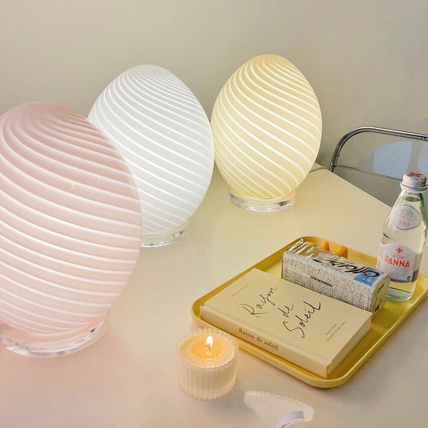 vintage retro murano striped glass egg lamp table lamp lighting pastel colors