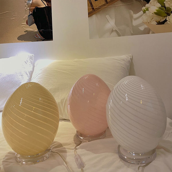 vintage retro murano striped glass egg lamp table lamp lighting pastel colors