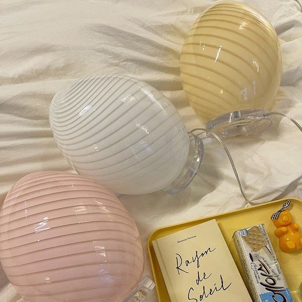 vintage retro murano striped glass egg lamp table lamp lighting pastel colors