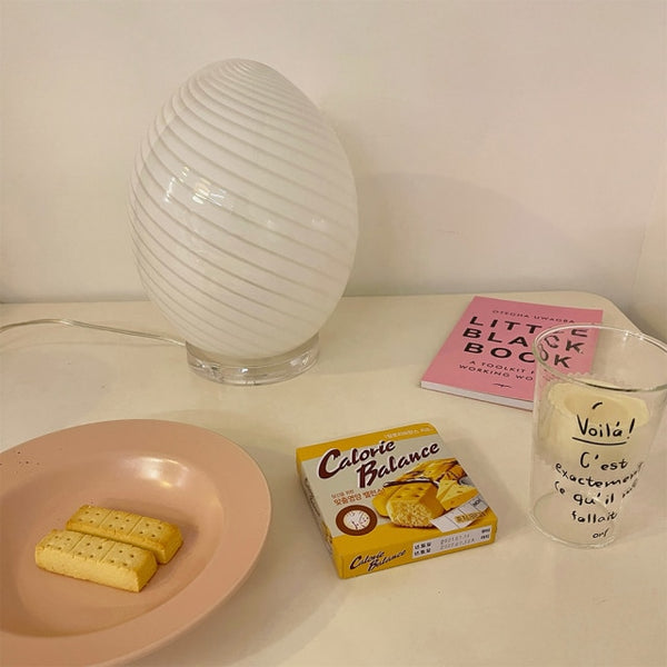 vintage retro murano striped glass egg lamp table lamp lighting pastel colors