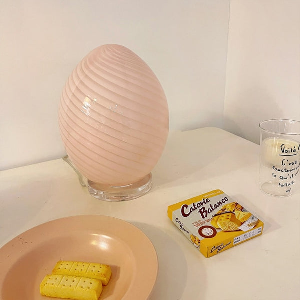 vintage retro murano striped glass egg lamp table lamp lighting pastel colors
