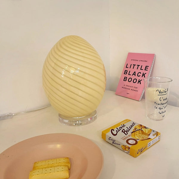 vintage retro murano striped glass egg lamp table lamp lighting pastel colors