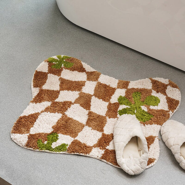 checkered checkerboard fun bathroom rug bath mat home decoration