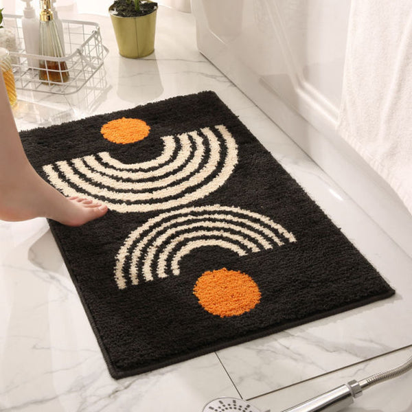 moon boho black and white bathmat bathroom rug bath mat