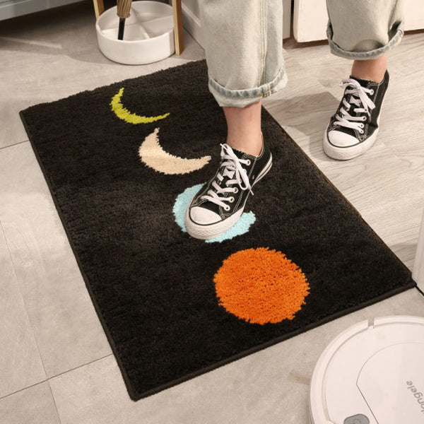 moon boho black and white bathmat bathroom rug bath mat