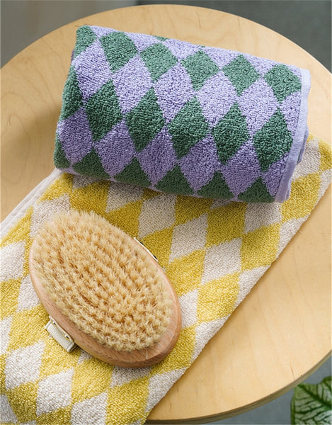 diamond checkered cotton plaid hand face tea bath beach towel bathroom accessories homewares
