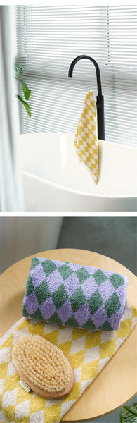 diamond checkered cotton plaid hand face tea bath beach towel bathroom accessories homewares